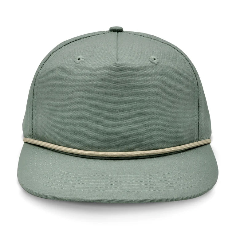 Lost Hat Co. Goat Rope Style Hat - Olive Green cap with a white band on a white background