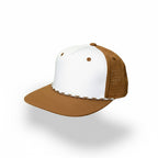 Blank Rope Hats - Burnt orange and white cap with mesh back on a white background