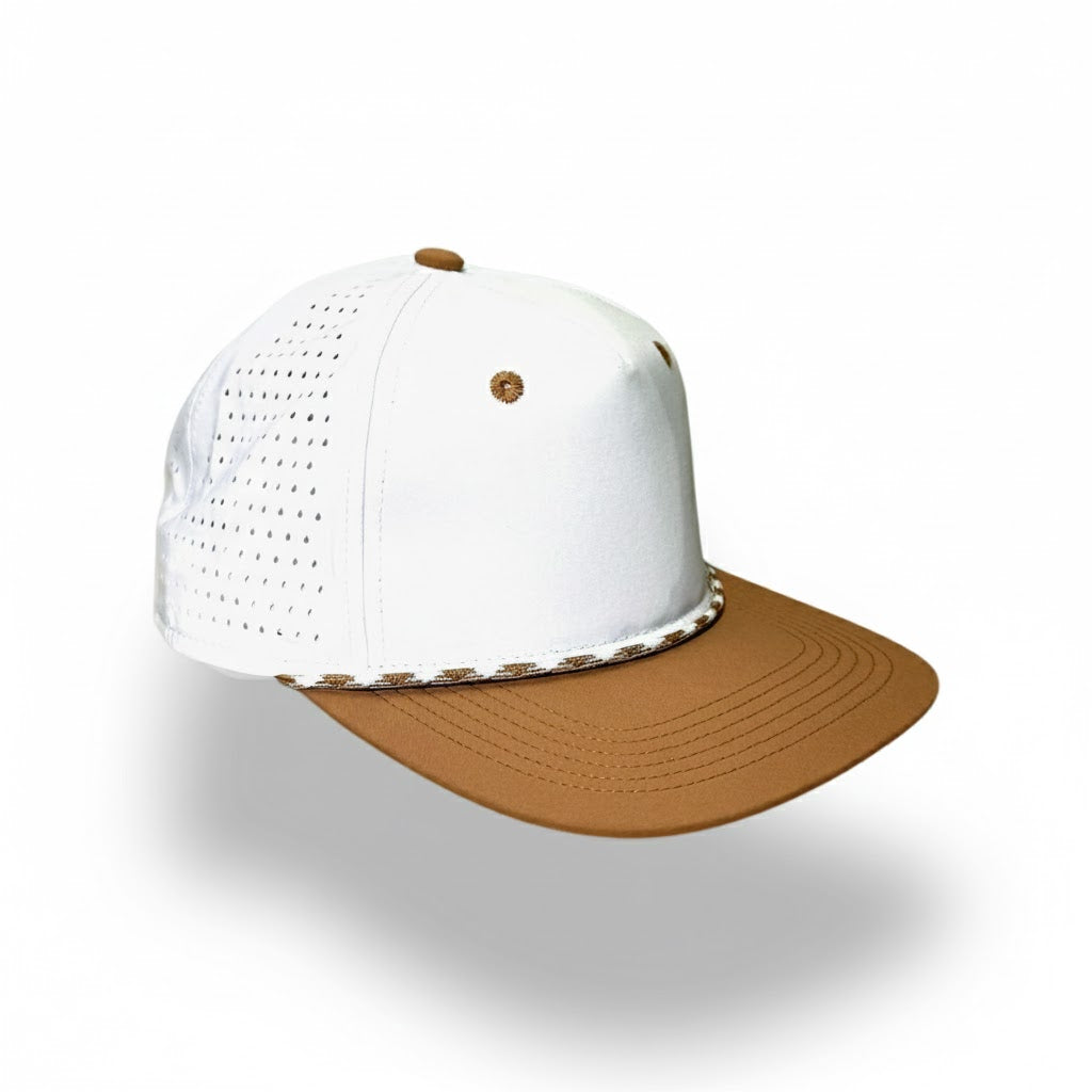 Blank Rope Hats - White and burnt orange baseball cap on a white background