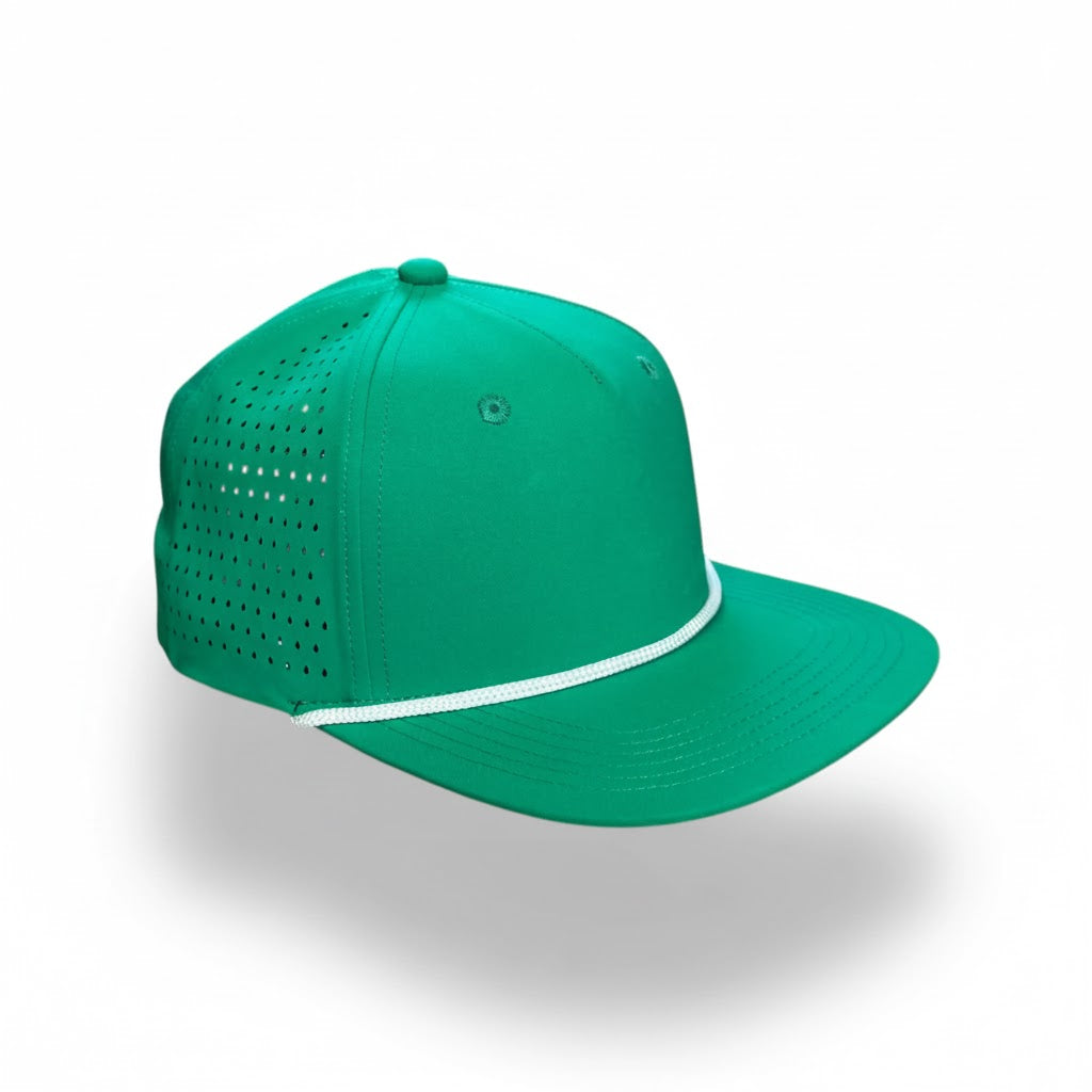 Blank Rope Hats - Green cap with white rim on a white background