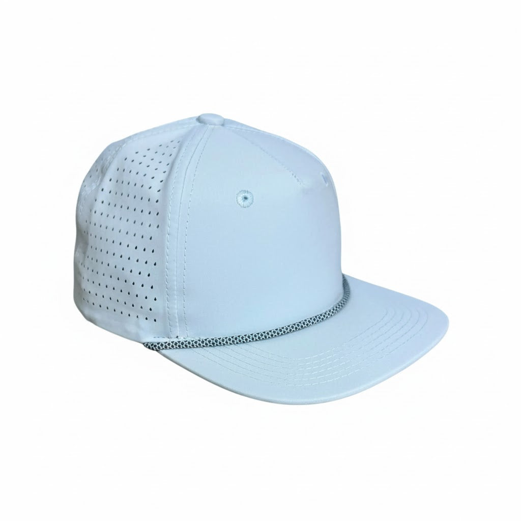 Blank Rope Hats - Light blue baseball cap with perforated design on a white background