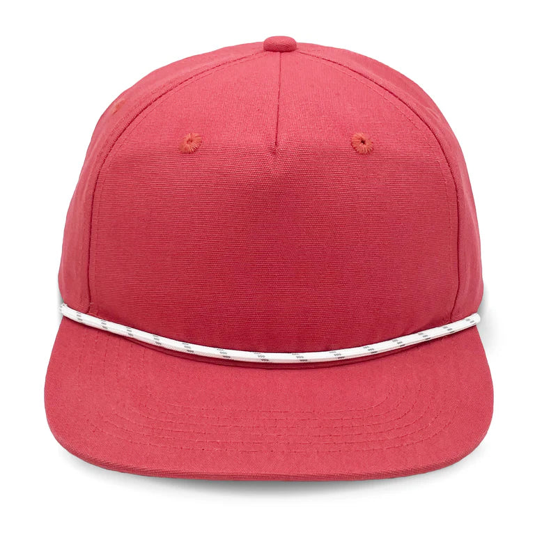 Lost Hat Co. Goat Rope Style Hat - Red cap with a white band on a white background