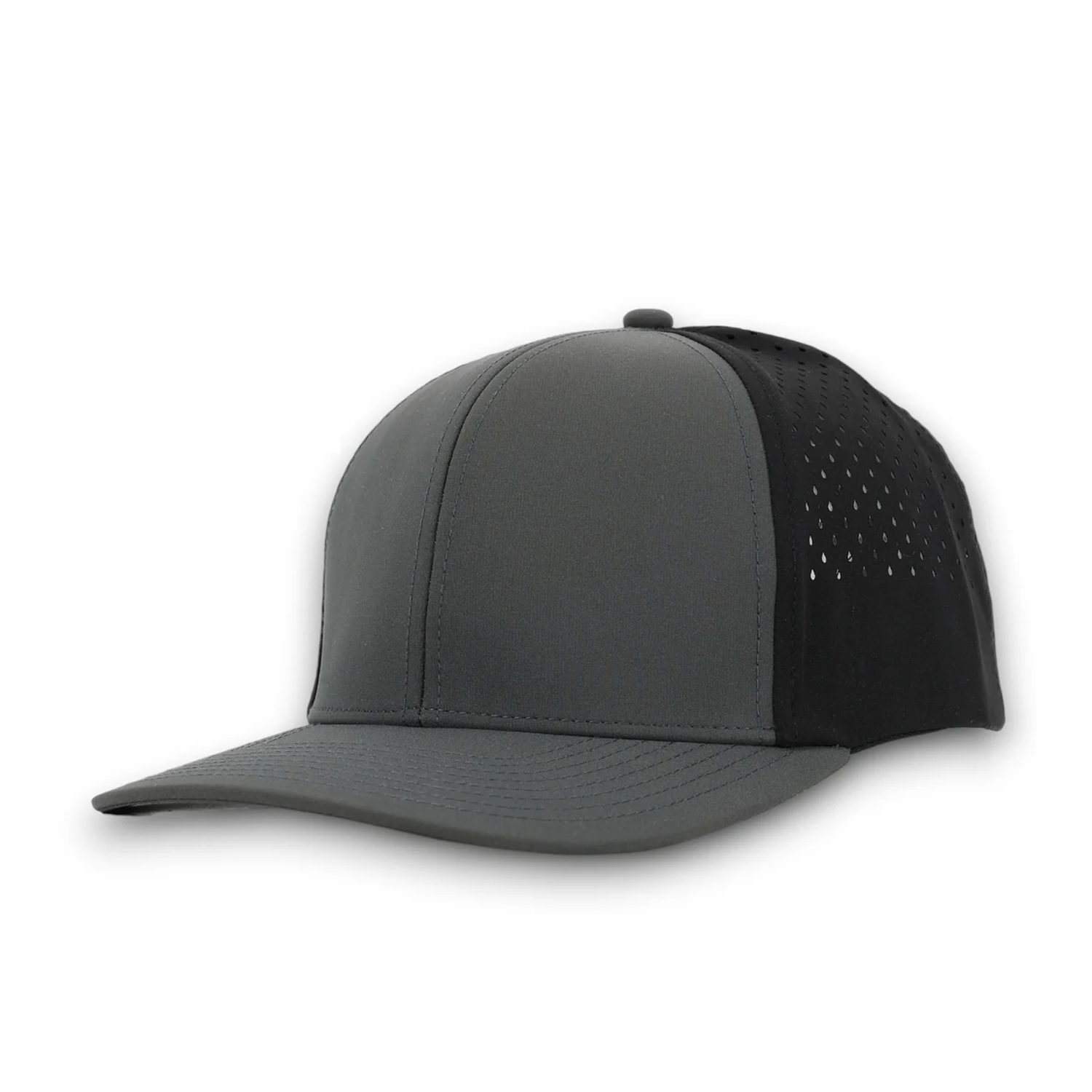 Durabull Gray and black baseball cap with perforated design on a white background