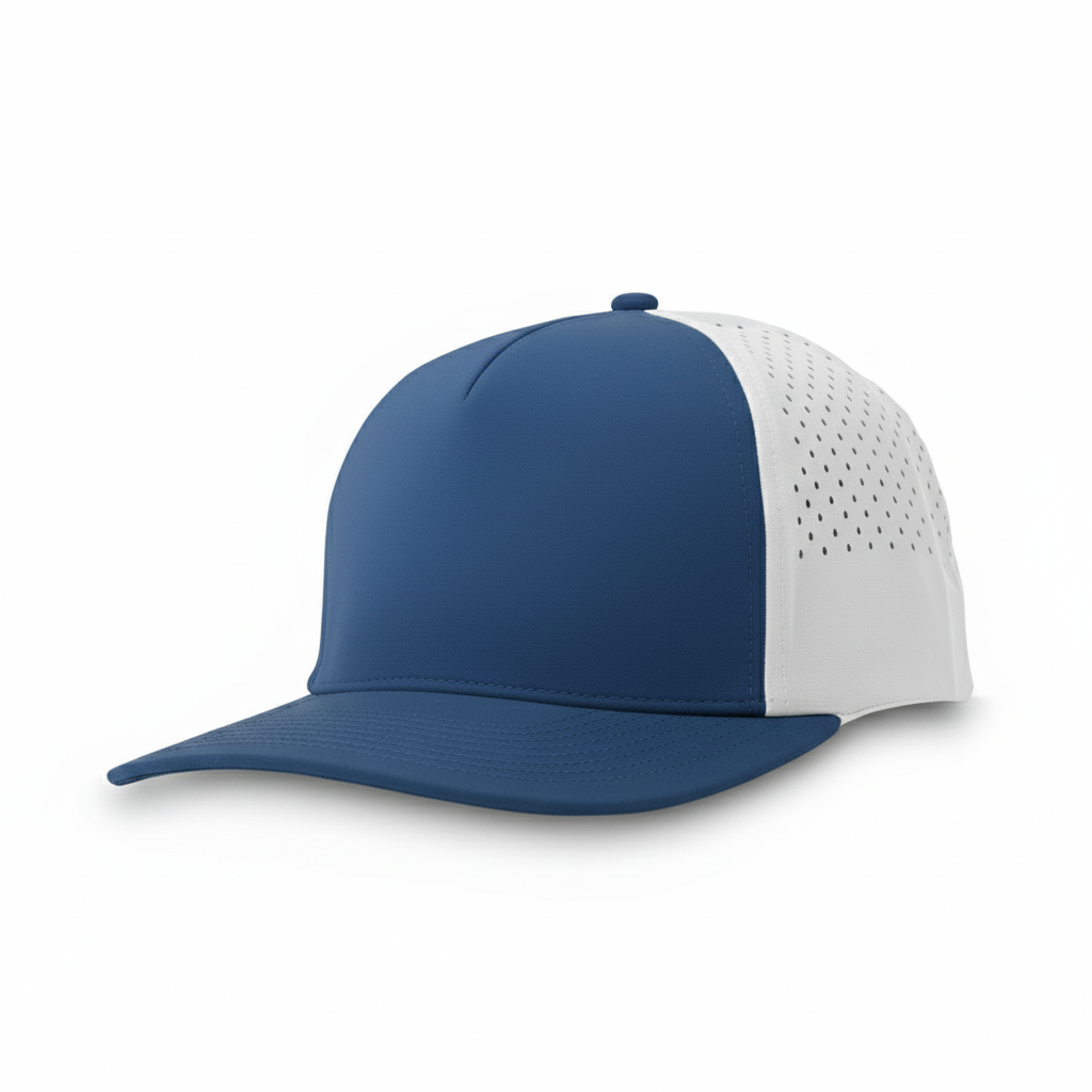 Durabull Blue and white cap with mesh back on a white background