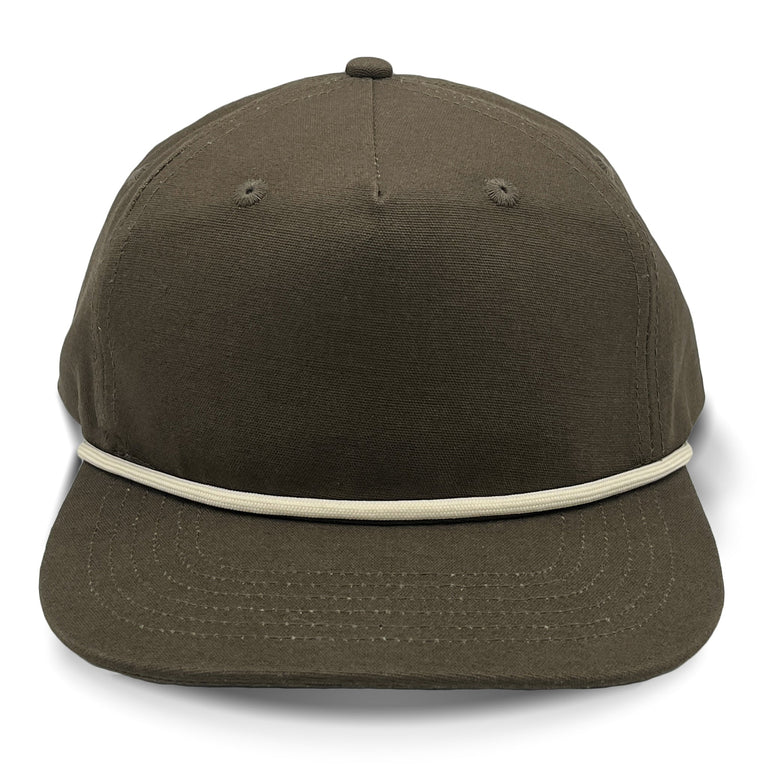 Lost Hat Co. Goat Rope Style Hat -Brown cap with a white band on a white background