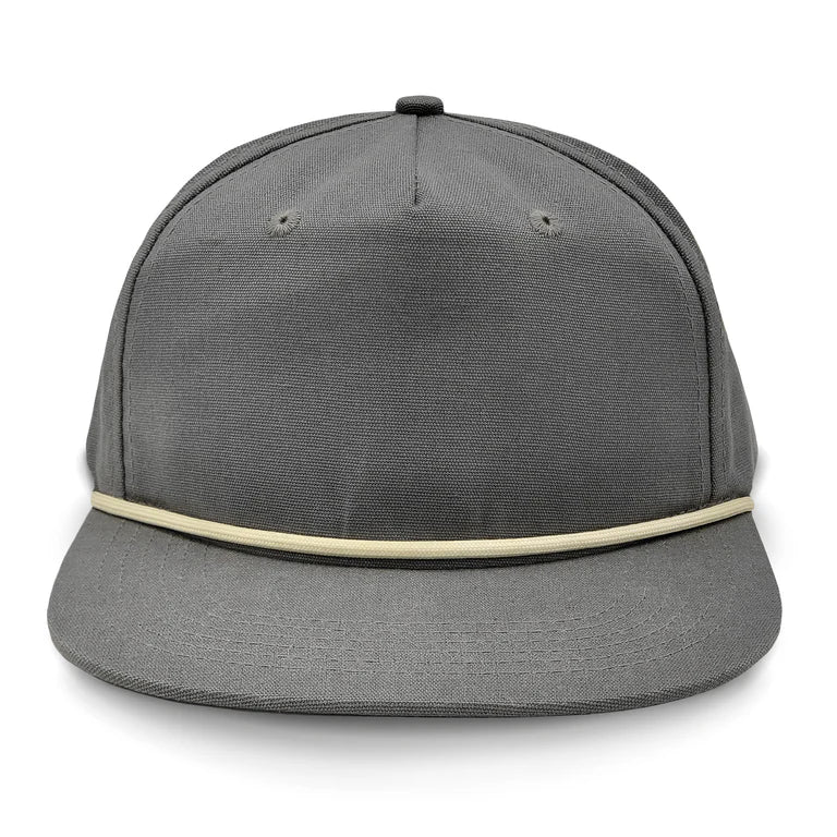 Lost Hat Co. Goat Rope Style Hat -Gray cap with a beige band on a white background